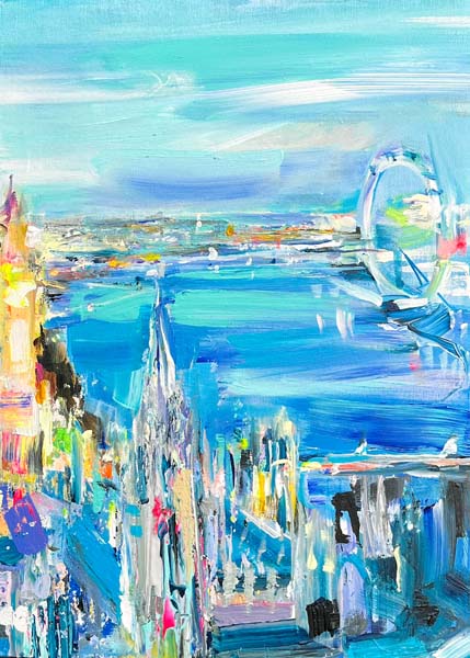 Jacquie Turner ref 1030 The Thames over Westminster (359 mm x 255 mm)