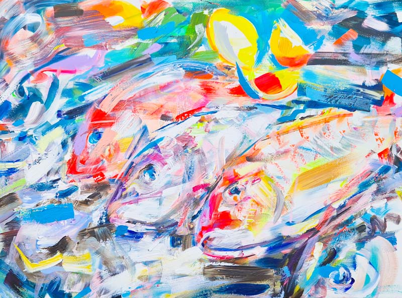 Jacquie Turner ref 998 Fish with Lemons (455 mm x 610 mm)